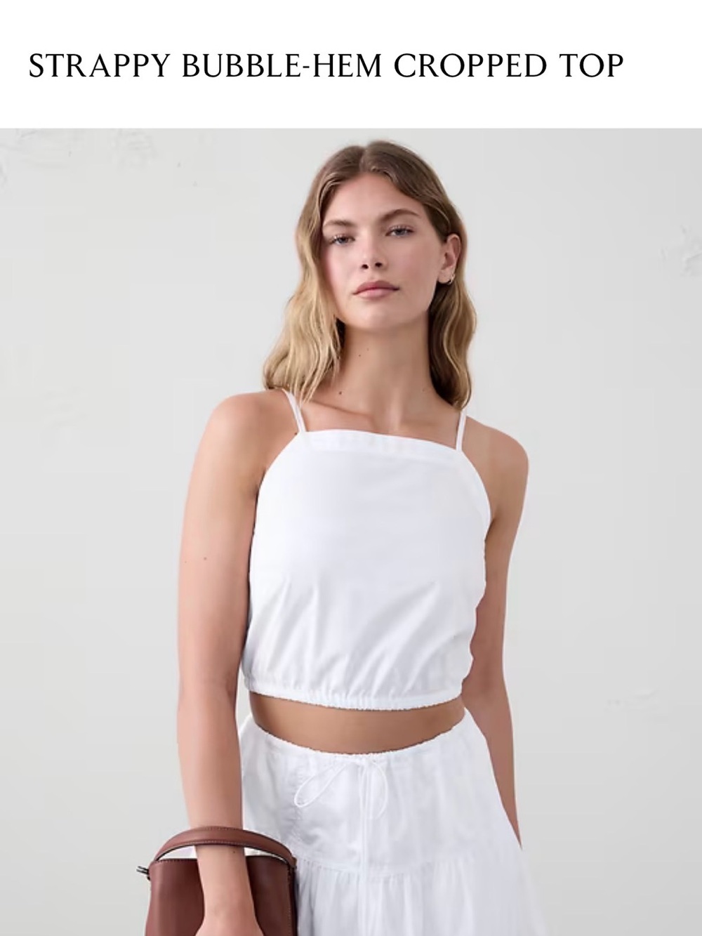 Strappy Bubble-Hem Cropped Top - White